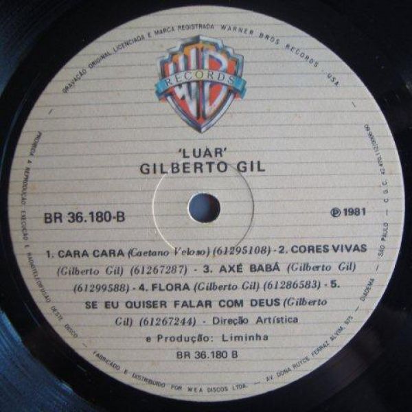 Gilberto Gil / Luar　LP Gilberto Gil – Luar – Vinyl (LP, Album), 1981 [r5373950