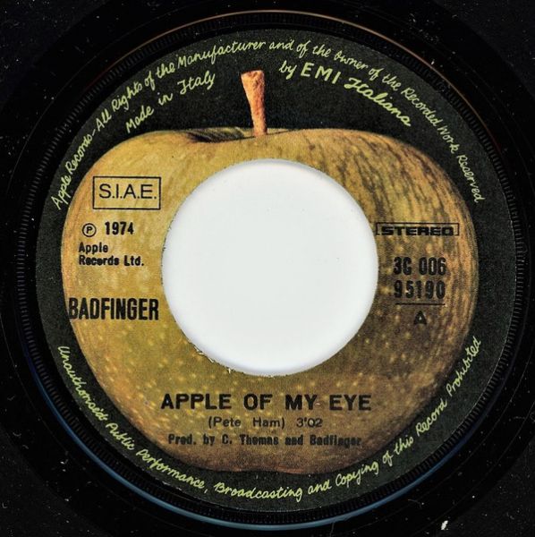 国内盤シングル　BADFINGER / APPLE OF MY EYE Badfinger Apple Of My Eye UK 7
