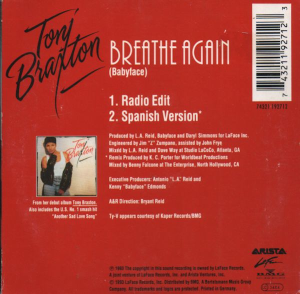Toni Braxton | Breathe Again | CD (Single, Cardboard Sleeve