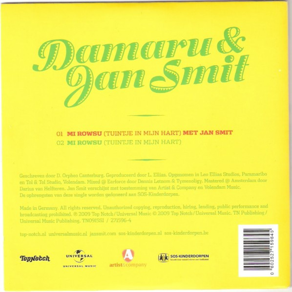 Damaru, Jan Smit Mi Rowsu (Tuintje In Mijn Hart) CD (Single) VinylHeaven your source for