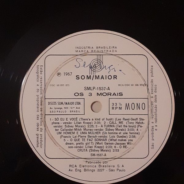 洋楽 OS 3 MORAIS Os 3 Morais – Os 3 Morais – Vinyl (LP, Album, Stereo), 1971