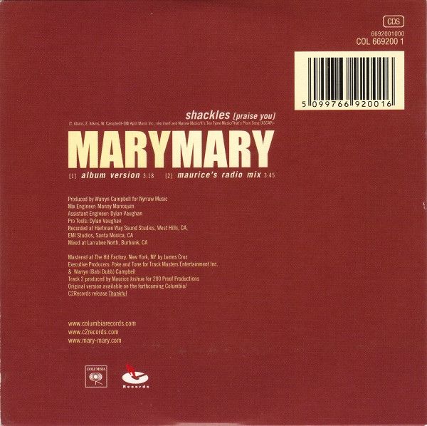 Mary Mary Shackles (Praise You) CD (Single) VinylHeaven your
