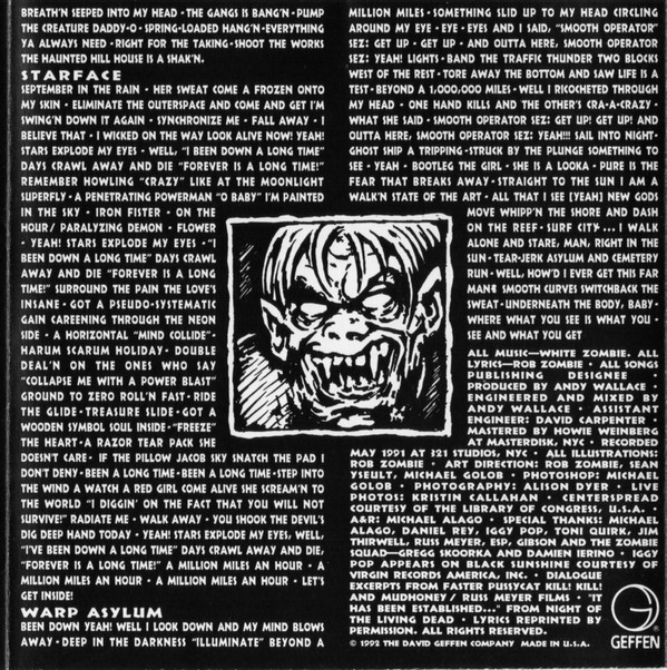 White Zombie La Sexorcisto Devil Music Vol. 1 CD (Album