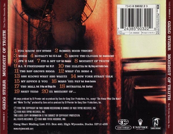 GANG STARR/MOMENT OF TRUTH 3LP レコード ギャング スター